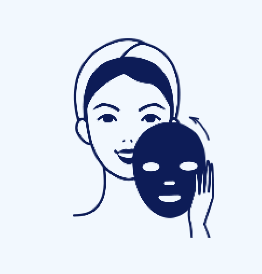 a drawing of a woman putting on a mask